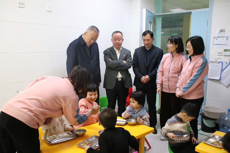 2023年4月6日，高新區(qū)管委會(huì)四級(jí)調(diào)研員尤偉生（左一）在高新區(qū)民政衛(wèi)生工作辦公室主任聶振興（左三)陪同下蒞臨兒童早期發(fā)展部看望指導(dǎo)工作.jpg